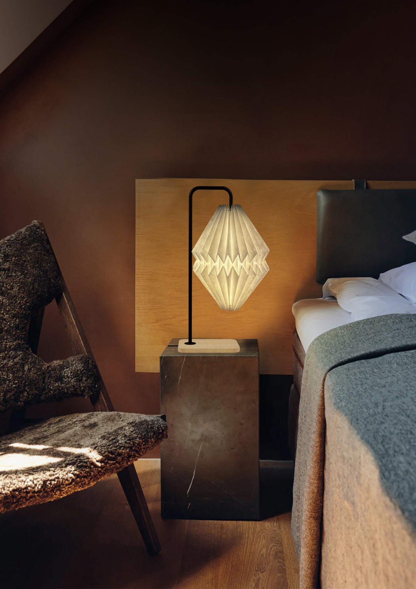 Ivory Still – Minimal White Origami Lamp