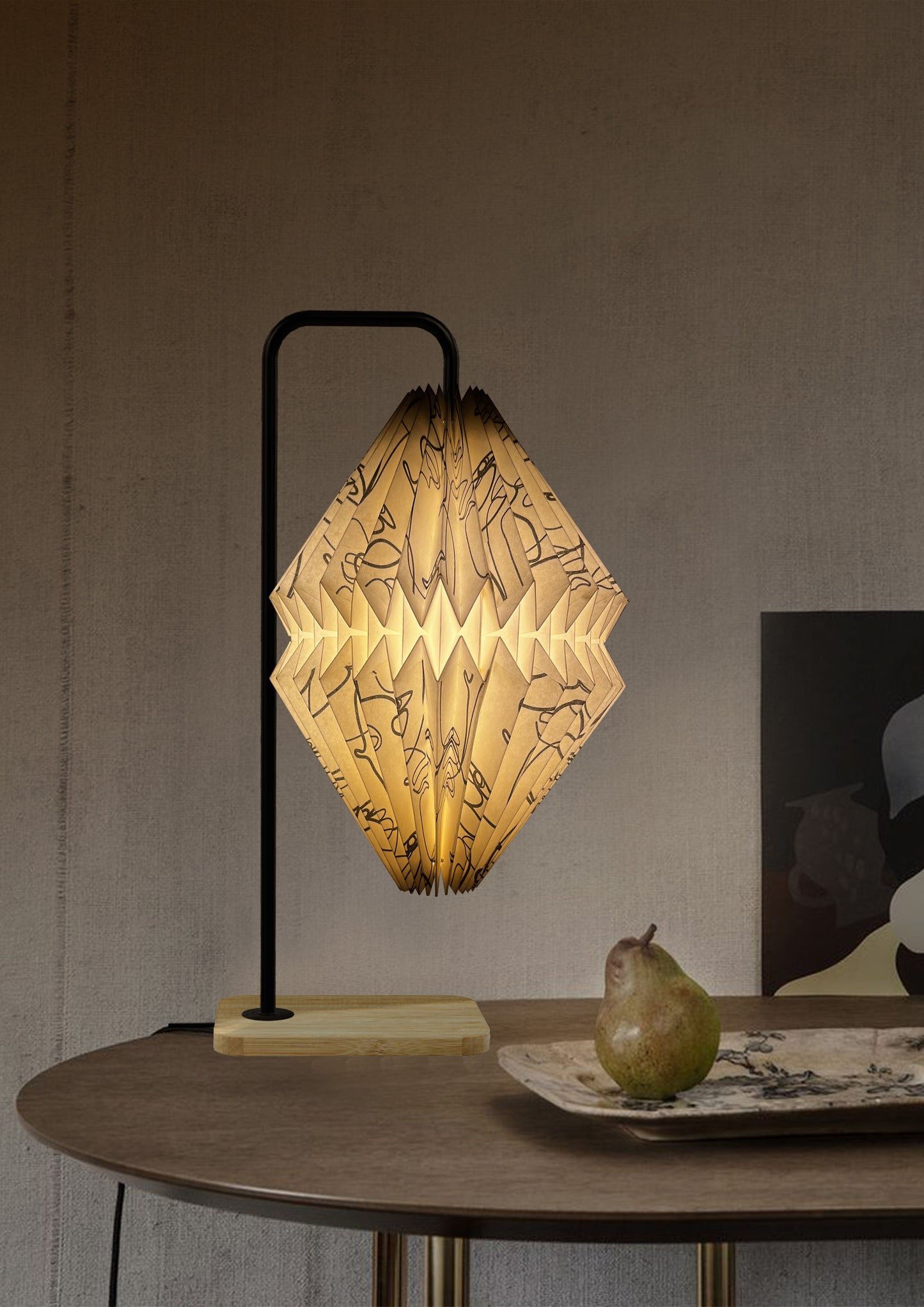 Ink Whisper – Scribble Face Origami Lamp