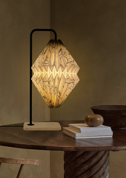 Ink Whisper – Scribble Face Origami Lamp