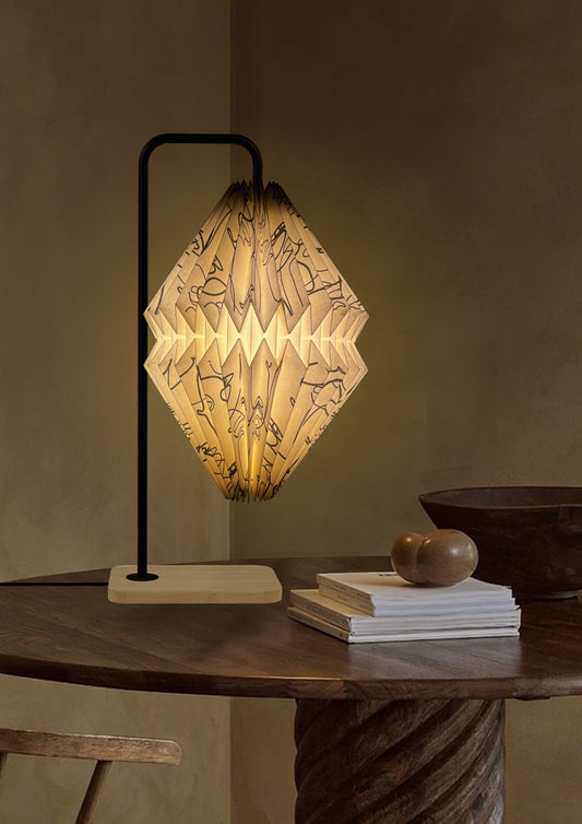 Ink Whisper – Scribble Face Origami Lamp